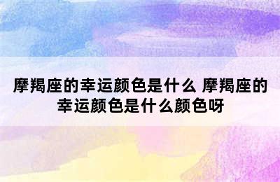 摩羯座的幸运颜色是什么 摩羯座的幸运颜色是什么颜色呀